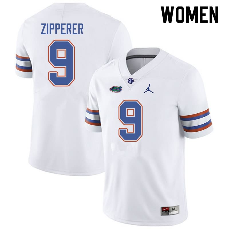 NCAA Florida Gators Keon Zipperer Women's #9 Jordan Brand White Stitched Authentic College Football Jersey JDP0864KU